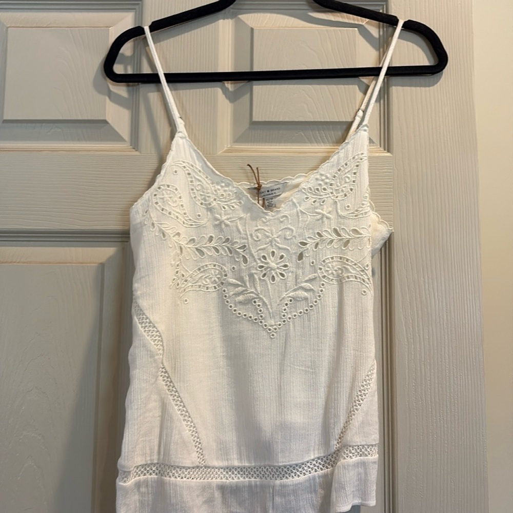 Lucky Brand White Embroidered Tank Top